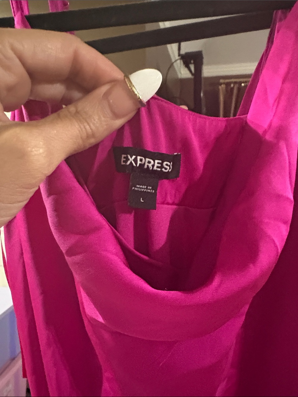 Express Hot Pink Maxi Slip Dress with Cowl Neck - Picture 2 of 5